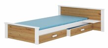Lastevoodi ADRK Aldex Shelf, voodipesukastiga, madratsiga, 90 x 200 cm, pruun/valge