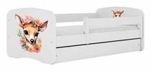 Lastevoodi Kocot Kids Bambi, voodipesukastiga, madratsiga, 80 x 160 cm, valge