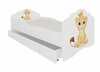 Lastevoodi ADRK Furniture Casimo Lion, voodipesukastiga, madratsiga, 70 x 140cm, valge