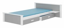 Lastevoodi ADRK Aldex Shelf, voodipesukastiga, madratsiga, 90 x 200 cm, valge/hall