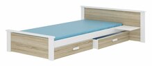 Lastevoodi ADRK Aldex Shelf, 90 x 200 cm, voodipesukastiga, madratsiga, valge/pruun