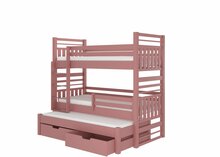 Laste narivoodi ADRK Furniture Hippo, lisavoodiga, 90 x 200 cm, roosa