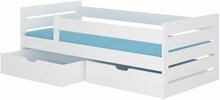 Lastevoodi ADRK Furniture Bemma, voodipesukastiga, madratsiga, 80 x 180 cm, valge