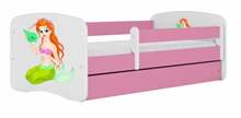 Lastevoodi Kocot Kids Mermaid, 70 x 140 cm, voodipesukastiga, madratsiga, valge/roosa