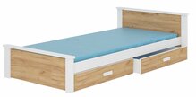 Lastevoodi ADRK Furniture Aldex, voodipesukastiga, madratsiga, 80 x 180 cm, pruun/kuldne/valge