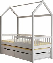 Lastevoodi ADRK Furniture Artes House, 80 x 180 cm, voodipesukastiga, ilma madratsita, valge