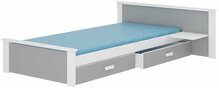 Lastevoodi Aldex With Shelf, 80 x 180 cm, ilma madratsita, valge/helehall
