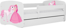 Lastevoodi Kocot Kids Babydreams Princess&Horse, 70 x 140 cm, ilma voodipesukastita, madratsiga, valge