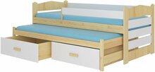 Lastevoodi ADRK Furniture Tiarro, küljeäärisega, voodipesukastiga, ilma madratsita, 80 x 180 cm, valge/pruun