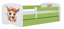 Lastevoodi Kocot Kids Bambi, voodikastiga, madratsiga, 80 x 160 cm, valge/roheline
