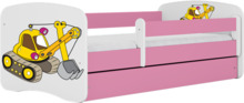 Lastevoodi Kocot Kids Babydreams Digger, 70 x 140 cm, roosa, voodipesukastiga, madratsiga