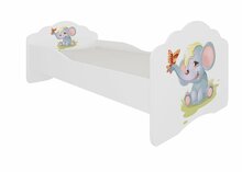 Lastevoodi ADRK Furniture Casimo Elephant, 70 x 140 cm, sinine/valge, koos madratsiga