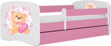 Lastevoodi Kocot Kids Babydreams Teddybear Butterflies, 70 x 140 cm, voodipesukastiga, madratsiga, valge/roosa