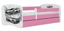 Lastevoodi Kocot Kids Sports Car, 80 x 180 cm, madratsiga, valge/roosa