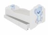 Lastevoodi ADRK Furniture Casimo Blue Bear, voodipesukastiga, madratsiga, 80 x 160cm, valge