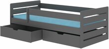 Lastevoodi ADRK Furniture Bemma, voodipesukastiga, madratsiga, 80 x 180 cm, grafiit