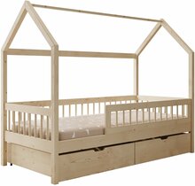 Lastevoodi ADRK Furniture Galicja, voodipesukastiga, madratsiga, 80 x 180 cm, beež