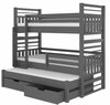 Laste narivoodi ADRK Furniture Hippo, väljatõmmatava lisavoodiga, 80 x 180 cm, tumehall