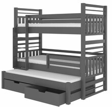 Laste narivoodi ADRK Furniture Hippo, väljatõmmatava lisavoodiga, 80 x 180 cm, tumehall