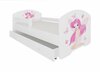 Lastevoodi ADRK Furniture Pepe Girl With Wings, voodipesukastiga, madratsiga, 80 x 160cm, valge/roosa