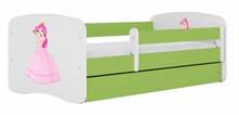 Lastevoodi Kocot Kids BabyDreams Princess, 70 x 140 cm, voodipesukastiga, ilma madratsita, valge/roheline