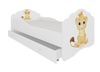 Lastevoodi ADRK Furniture Casimo Lion, voodipesukastiga, madratsiga, 80x160 cm, valge
