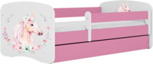 Lastevoodi Kocot Kids Babydreams Horse, roosa, voodipesukastiga, madratsiga, 80 x 160 cm