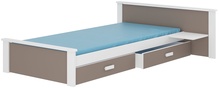 Lastevoodi ADRK Furniture Aldex With Shelf, 80 x 180 cm, valge/pruunikas hall, ilma madratsita