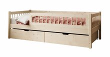 Lastevoodi ADRK Furniture Flora, voodipesukastiga, madratsiga, 70 x 140 cm, pruun