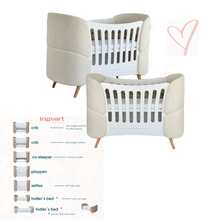 Beebivoodi-Transformer Ingvart Fly 6-in-1, 80 x 136 cm, Boucle, valge, koos madratsiga