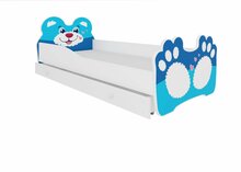 Lastevoodi ADRK Furniture Bear, 70 x 140 cm, sinine/valge, voodipesukastiga, madratsiga