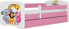 Lastevoodi Kocot Kids Babydreams Zoo, 80 x 180 cm, madratsiga, valge/roosa