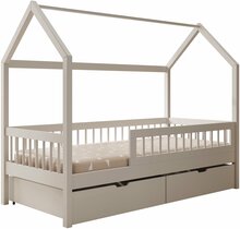 Lastevoodi ADRK Furniture Galicja, voodipesukastiga, madratsiga, 70 x 140 cm, valge