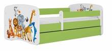 Lastevoodi Kocot Kids Animals, 80 x 180 cm, voodipesukastiga, ilma madratsita, valge/roheline