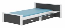 Lastevoodi ADRK Aldex Shelf, voodipesukastiga, madratsiga, 90 x 200 cm, valge/grafiit