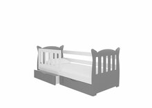 Lastevoodi ADRK Furniture Lena, voodipesukastiga, madratsiga, 80 x 160 cm, valge/hall