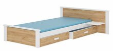 Lastevoodi ADRK Furniture Aldex Shelf, voodipesukastiga, ilma madratsita, 80 x 180 cm, kuldne/valge/pruun