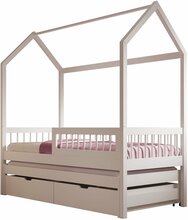 Lastevoodi ADRK Furniture Artes II House, voodipesukastiga, madratsiga, 90 x 200 cm, valge