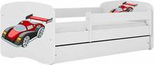 Lastevoodi Kocot Kids Babydreams Racing Car, 70 x 140 cm, voodipesukastiga, ilma madratsita, valge