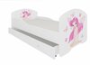Lastevoodi ADRK Furniture Pepe Girl With Wings, voodikastiga, madratsiga, 70 x 140 cm, valge