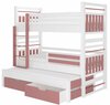 Lastevoodi ADRK Furniture Hippo, madratsiga, 90 x 200 cm, valge/roosa