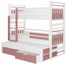 Lastevoodi ADRK Furniture Hippo, madratsiga, 90 x 200 cm, valge/roosa