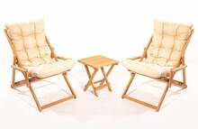 Aiamööbli komplekt Floriane Garden MY005, laud + 2 tooli, kreemjas/pruun