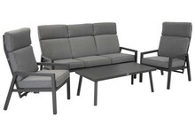 Aiamööblikomplekt Home4you Casper, 21182, laud, diivan ja 2 tooli, hall
