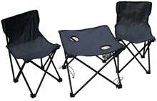 Aiamööblikomplekt Patio Camping, 3-osaline, hall/antratsiit
