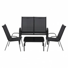 Aiamööblikomplekt HO-ME, must, 4-osaline, laud, 2 tooli, diivan