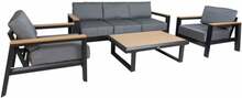 Aiamööblikomplekt Home4you Felino, 23524, laud, diivan ja 2 tugitooli, must