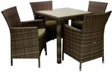 Aiamööblikomplekt Home4you Wicker, laud ja 4 tooli, K13348, tumepruun