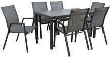 Aiamööblikomplekt Home4you Delgado, laud ja 6 tooli, 7-osaline, hall
