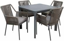 Aiamööblikomplekt Home4you Carves, laud ja 4 tooli, K21190, hall/pruun